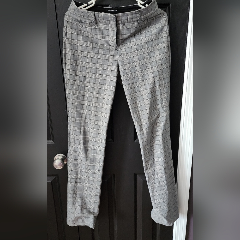 Express Women's Gray Plaid Pants